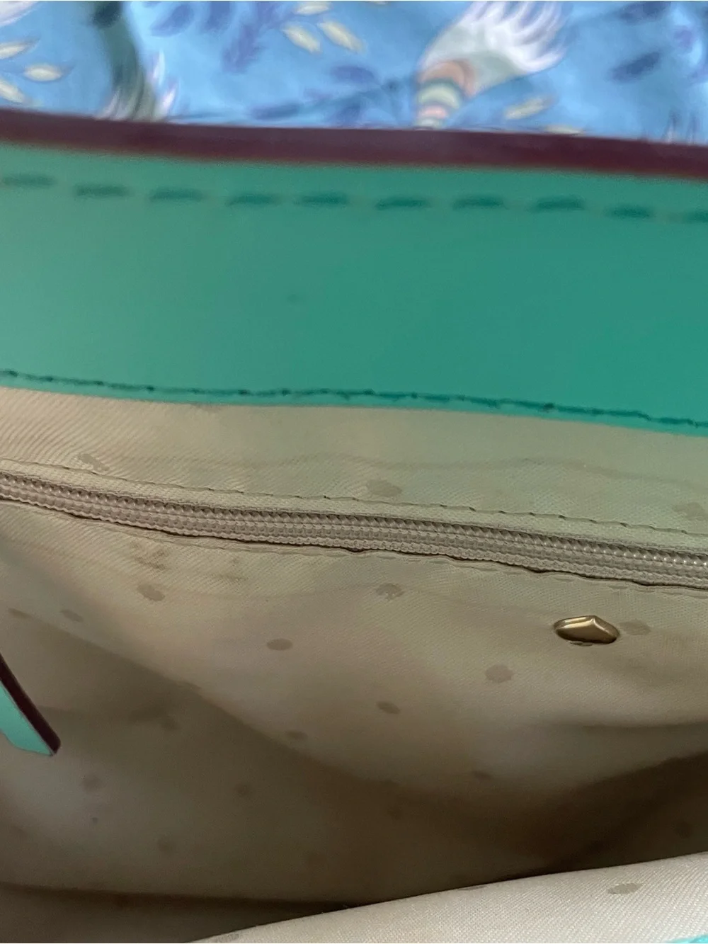 Kate Spade Y2K Turquoise Bow Bottom Leather Vintage Shoulder Bag